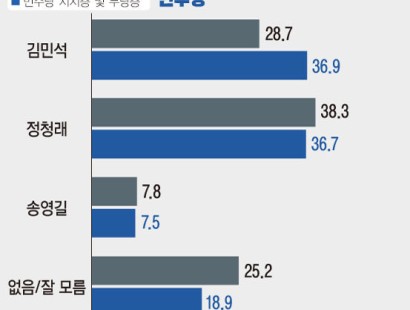 [뉴시스·에이스리서치]김민석 36.9%·정청래 36.7%…민주당 지지층+무당층서 오차범위 내 접전